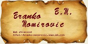 Branko Momirović vizit kartica